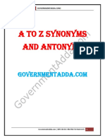 A To Z Synonyms and Antonyms: Visit Daily