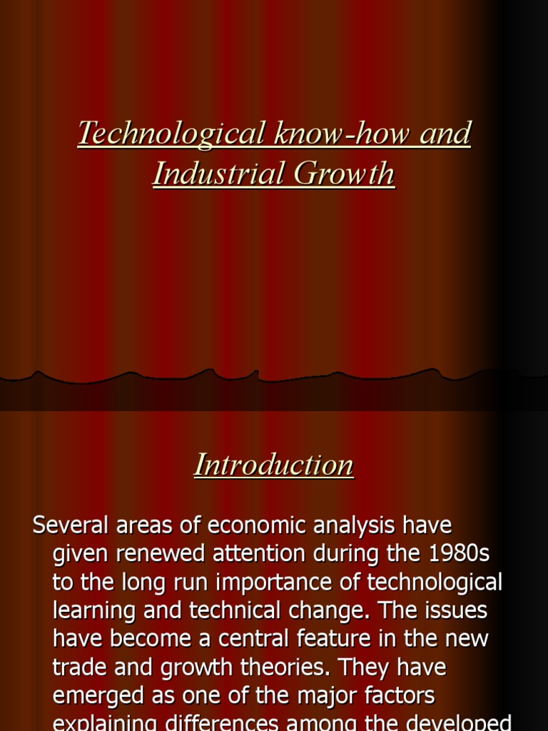 Technological Knowhow and Industrial Growth PDF Industrial