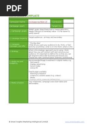 Digital Marketing Campaign Planning Template