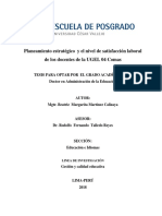 Planeamiento Estratégico y El Nivel de Satisfacción Laboral de Los Docentes de La UGEL 04 Comas