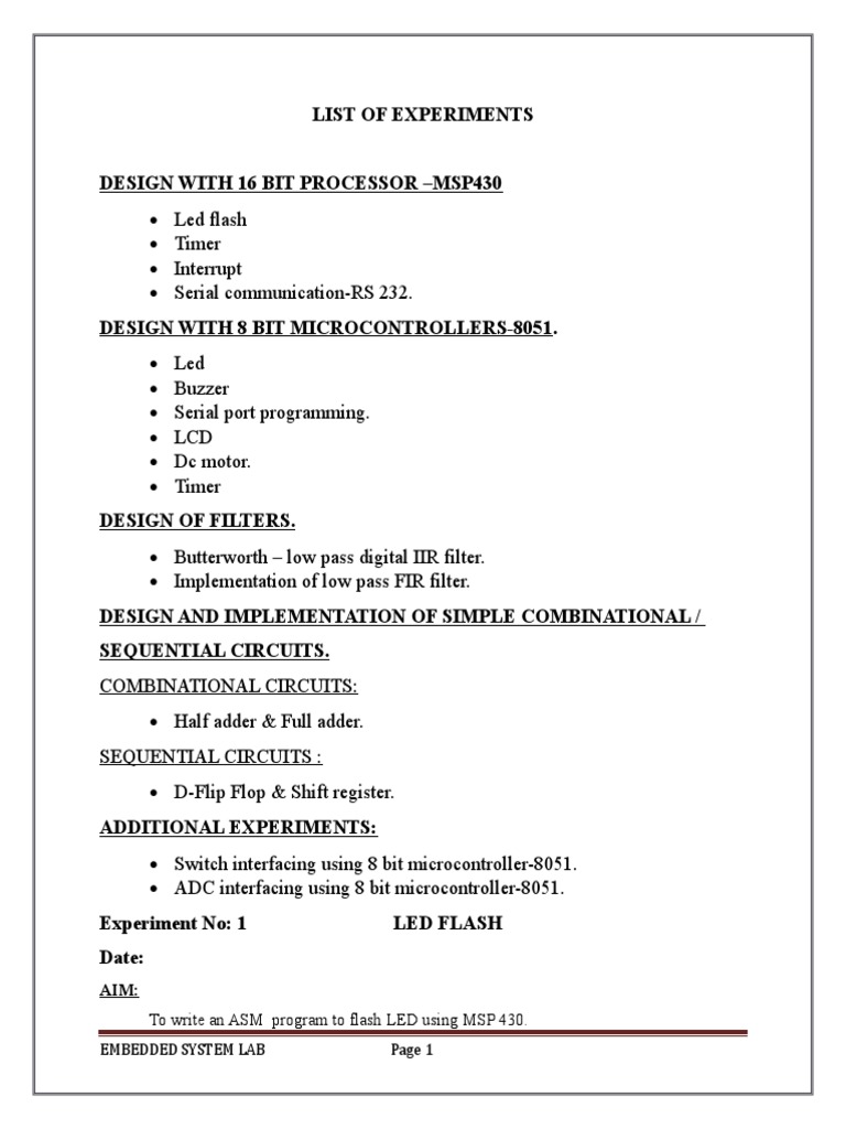 Embedded System Experiment Overview | PDF | Computer Architecture ...