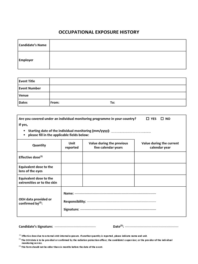 Occupational Exposure History Form | PDF