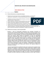 Esquema tentativo del proyecto de investigación sobre las características de la economía