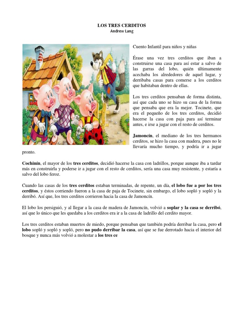 Cuento De Los Tres Cerditos De Andrew Lang Ocio