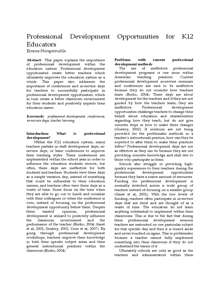 Professional Development For k12 Educators | PDF | Teachers ...