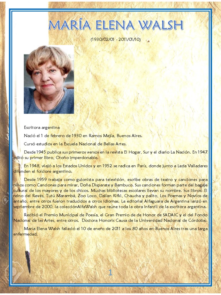 Biografía de María Elena Walsh  Poesía  Ficción y literatura