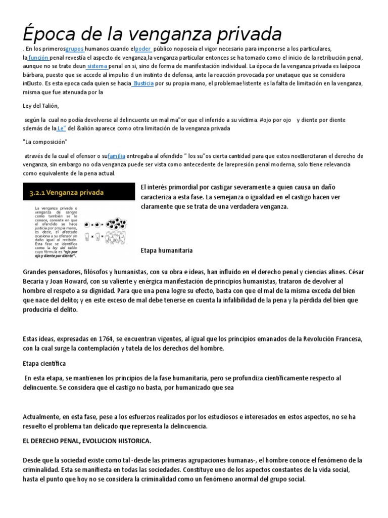 Época de La Venganza Privada Derecho penal Venganza
