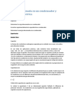 Carga Almacenada en Un Condensador y Corriente Eléctrica