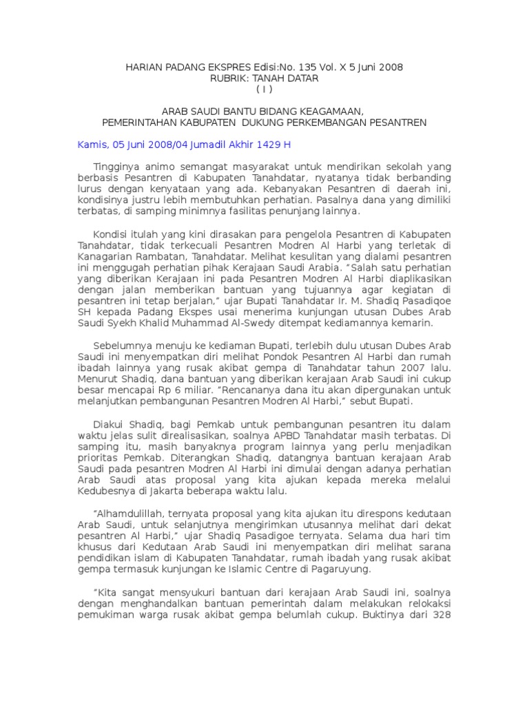 Arab Saudi Bantu Bidang Keagamaan