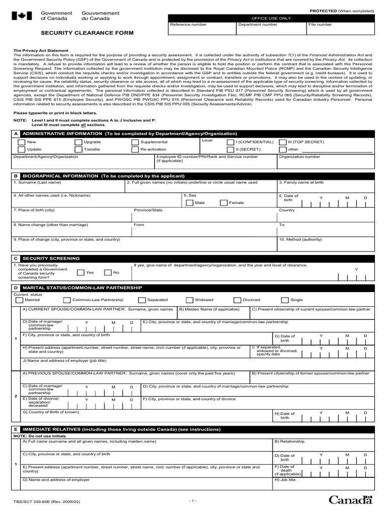 Security Clearance Form PDF PDF