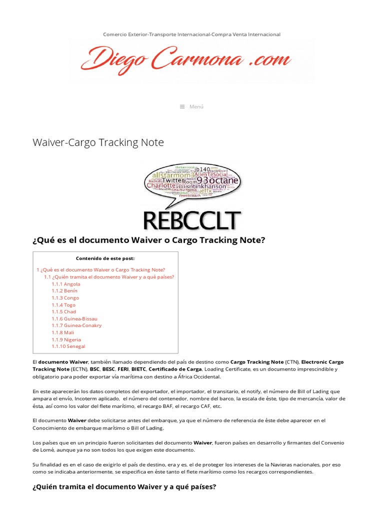 Comercio Exterior Waiver-Cargo Tracking Note | PDF | El comercio ...