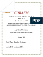 Cobaem: Colegio de Bachilleres Del Estado de Michoacan Coordinaciónsectorial: 7