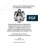 Plan de Negocio para La Producción y Comercialización Del Café