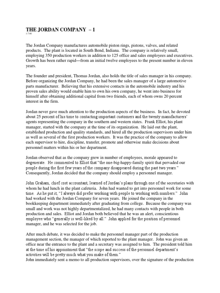 The Jordan Company 1 PDF Supervisor Employment