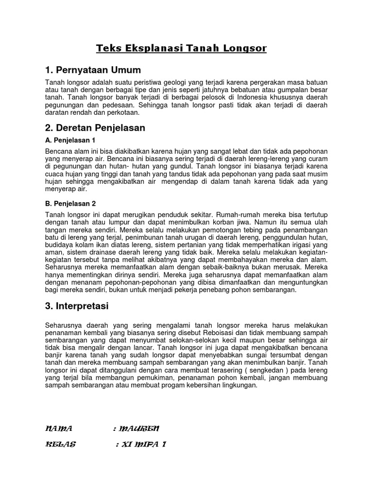 Teks Eksplanasi Tanah Longsor - Homecare24