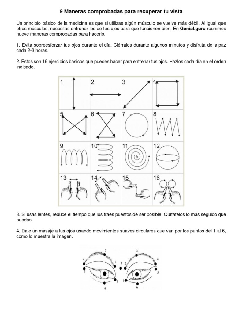 Ejercicios para Mejorar la Vista | PDF | Percepción visual | Ojo