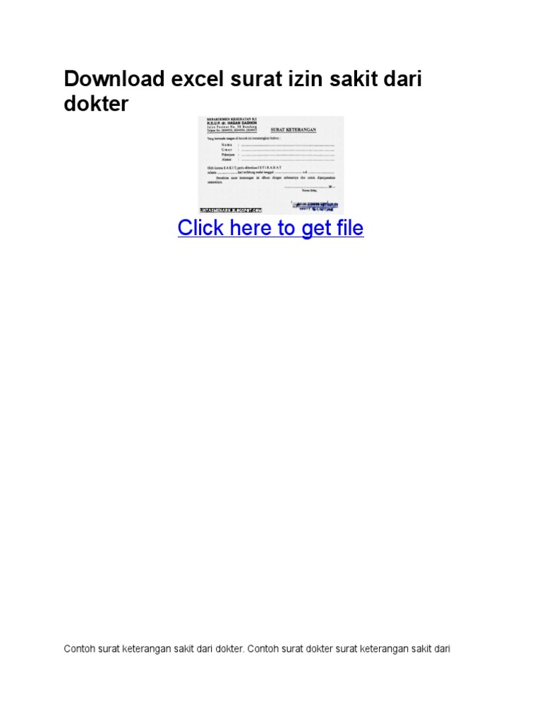 Download Excel Surat Izin Sakit Dari Dokter