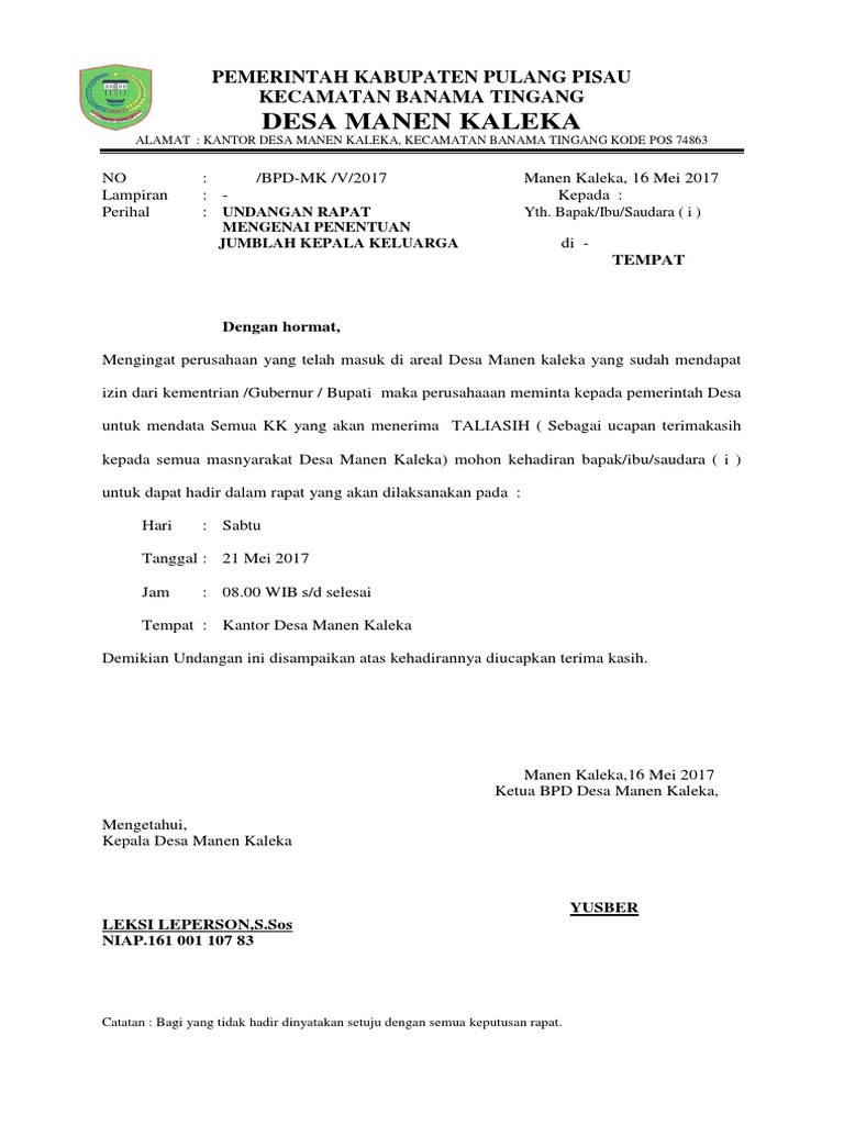 Undangan Rapat Bpd