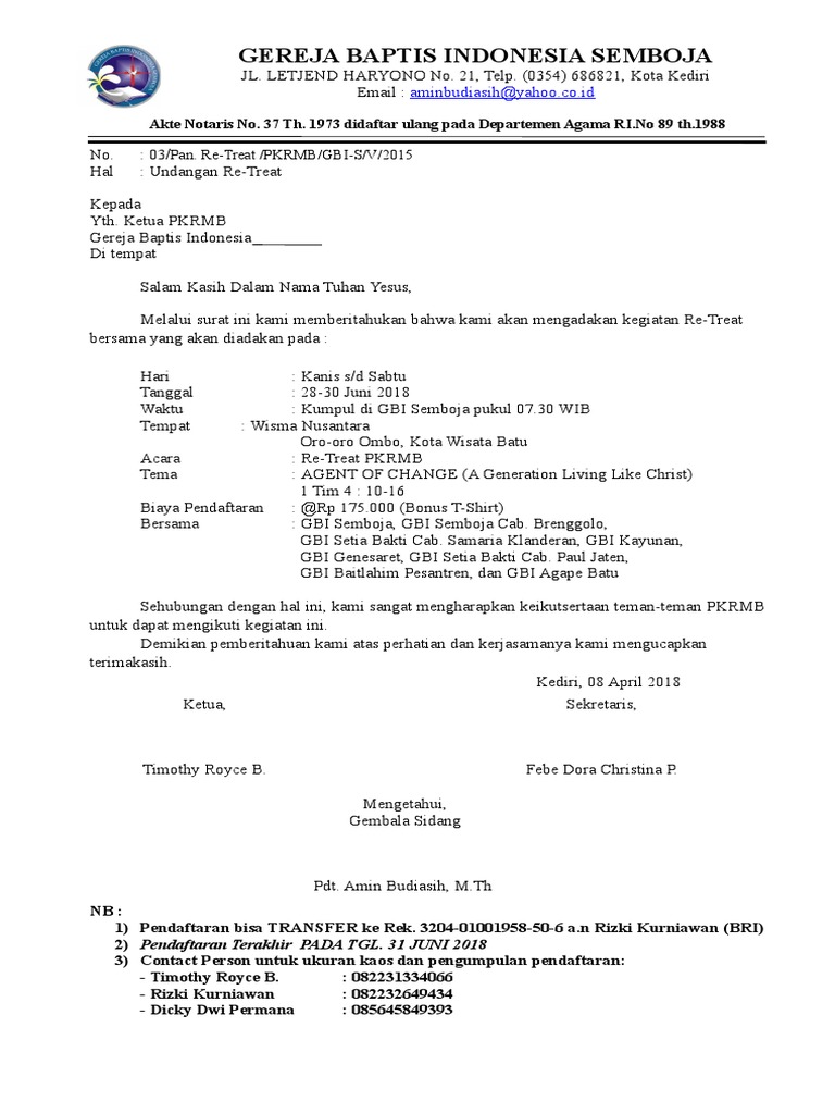 Surat Undangan Ke Gereja No Surat 4