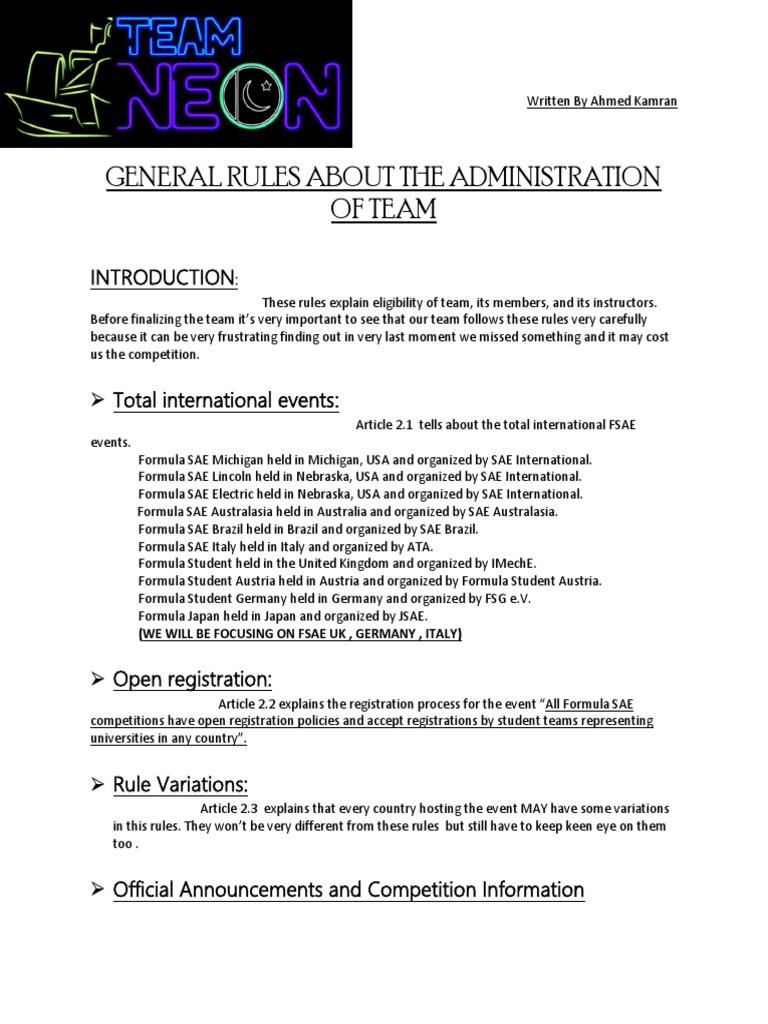 FSAE Team Administration Rules 2025 | PDF | Driver's License | Graduate ...