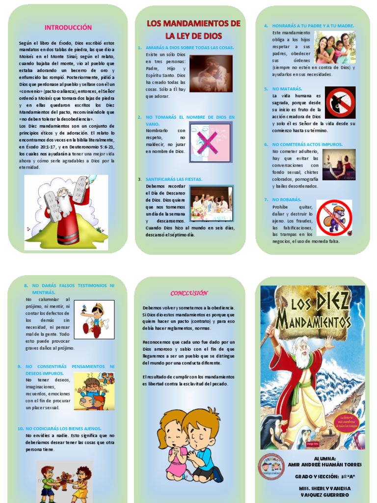 Triptico Los Mandamientos | Diez Mandamientos | Creencia ...