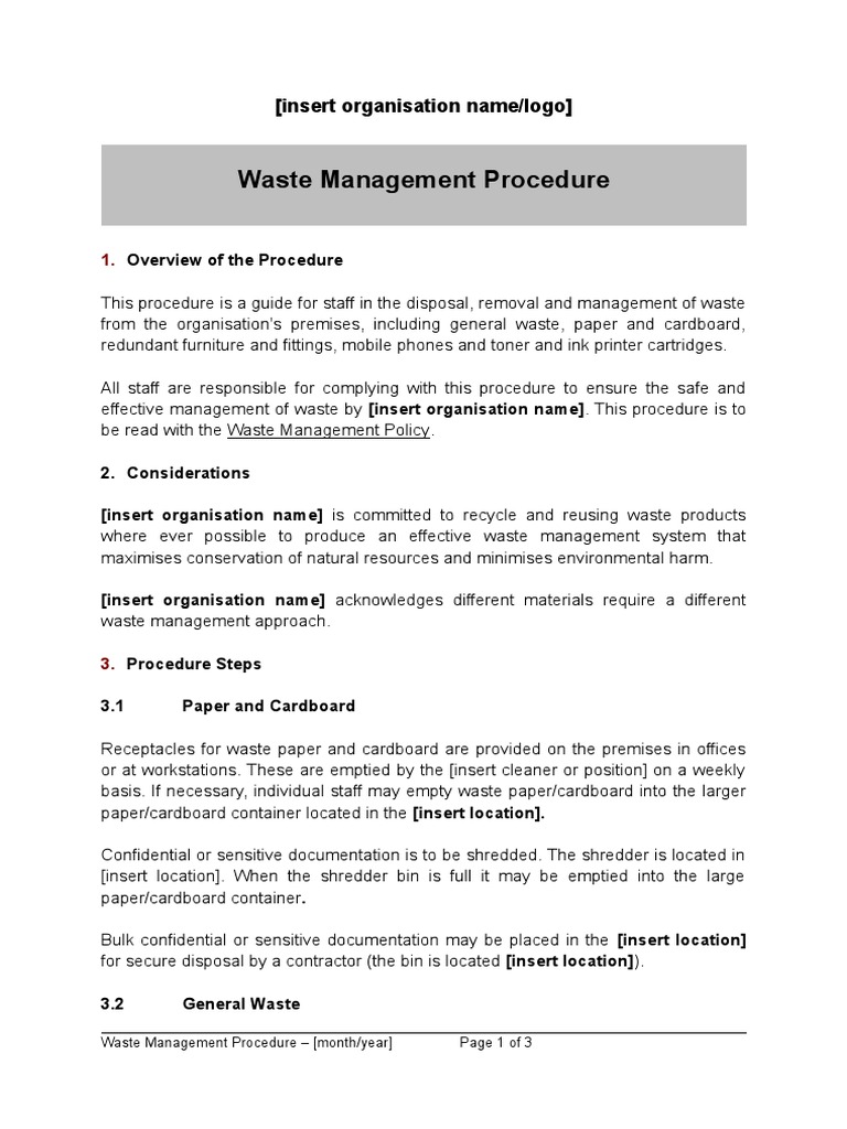Waste Management Procedure | PDF | Waste Management | Reuse