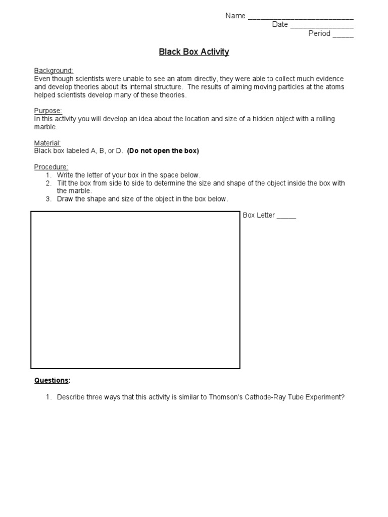 Black Box Activity: Exploring Atoms | PDF | Atoms | Modern Physics