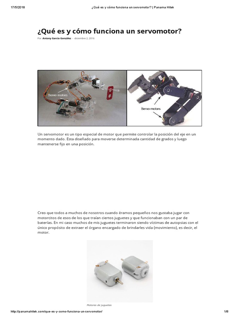 ¿Qué Es y Cómo Funciona Un Servomotor Panama Hitek PDF Ingenieria Eléctrica Bienes