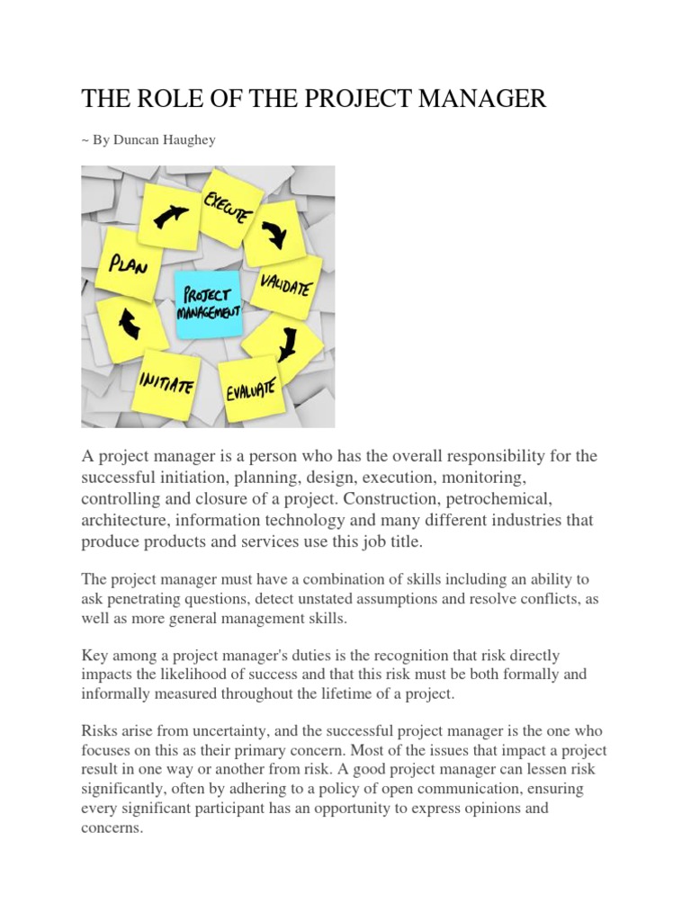The Role of the Project Manager | PDF | Project Manager | Project
