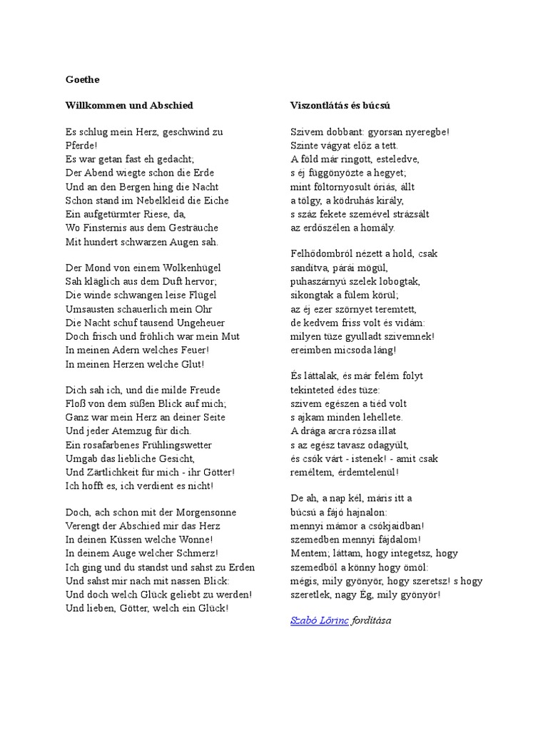 Willkommen Und Abschied Goethe 1