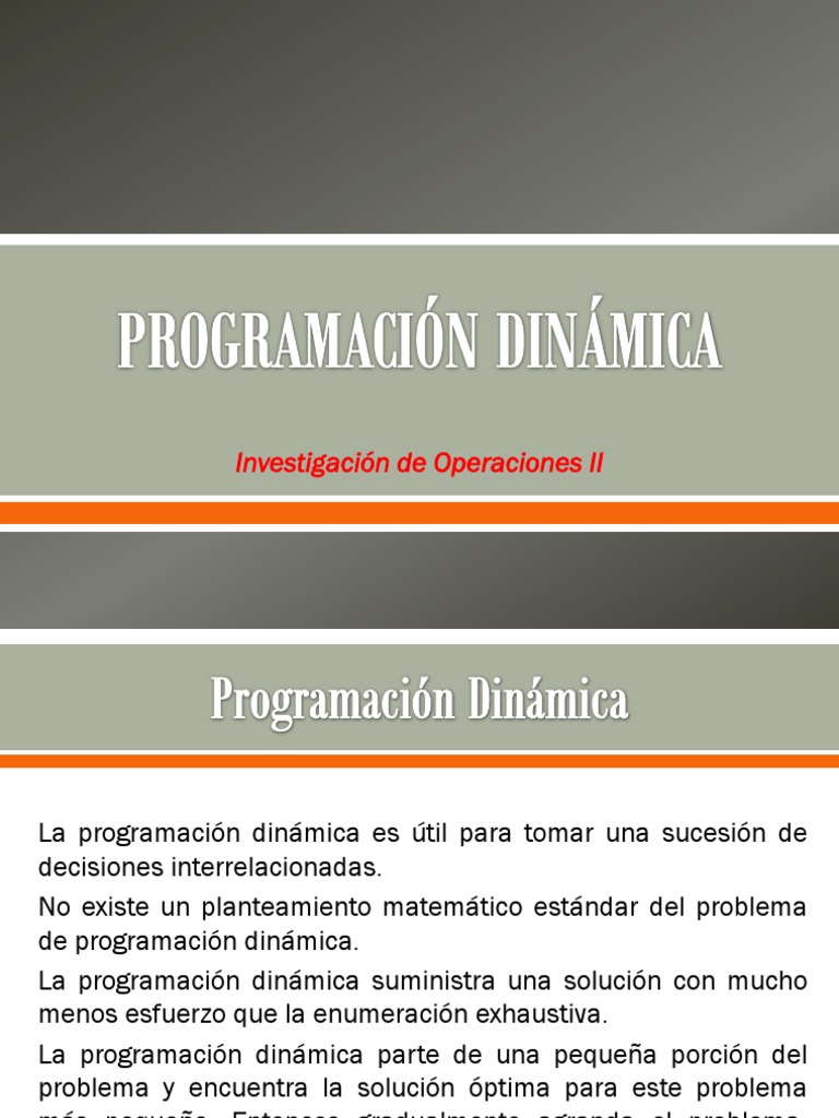 PROGRAMACIÓN DINÁMICA.pptx Programación dinámica La