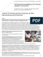 Lista de 70 Fabricas P - Iniciar Proyectos de "Mini Agroindustrias para Emprender" - SALON EMPRENDEDOR Salonemprendedor@Yahoo - Com Fabricas P - Su Negocio Propio Instaladas e Funcionando