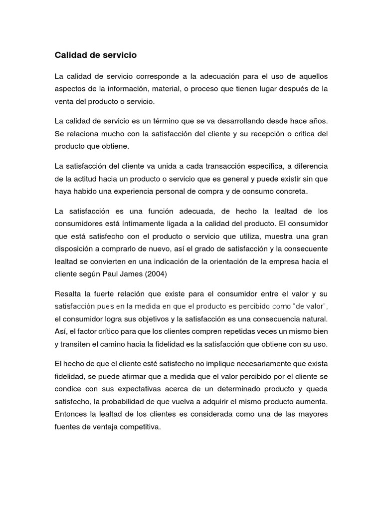 Mejora de la Calidad de Servicio al Cliente | PDF | La satisfacción del ...