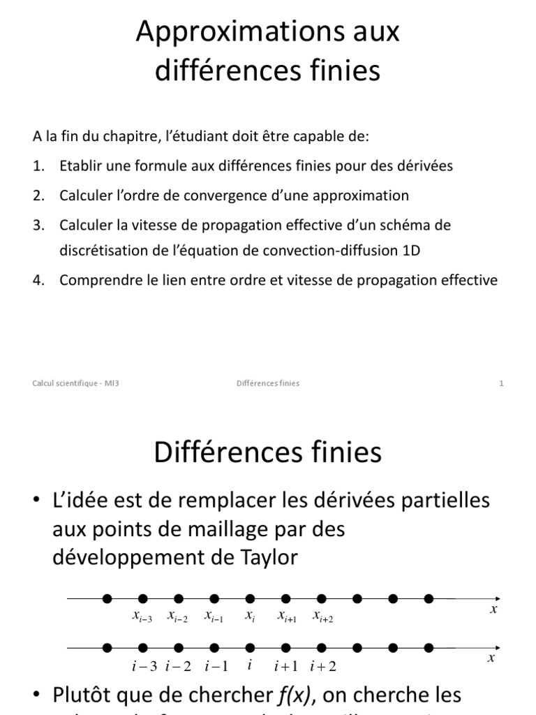 Dérivées et schémas de discrétisation | PDF | Calcul différentiel ...