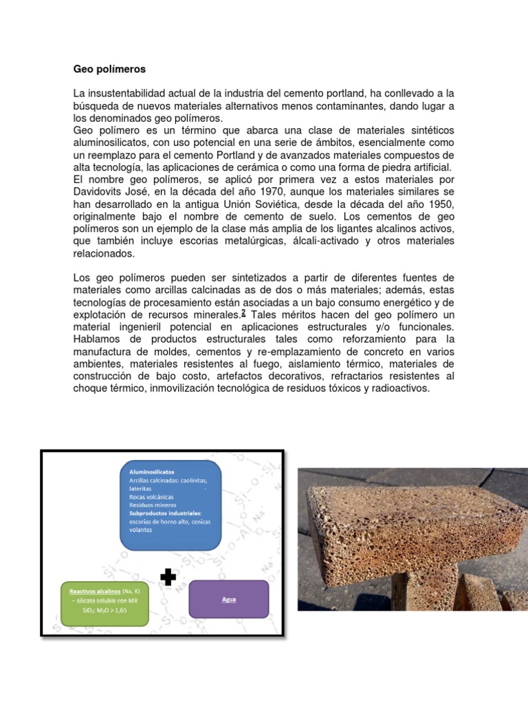 Geopolímeros: Alternativa Ecológica al Cemento | PDF | Cemento | Polímeros