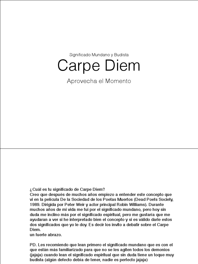 Significado de Carpe Diem y su Interpretación | PDF | Horacio | Amor