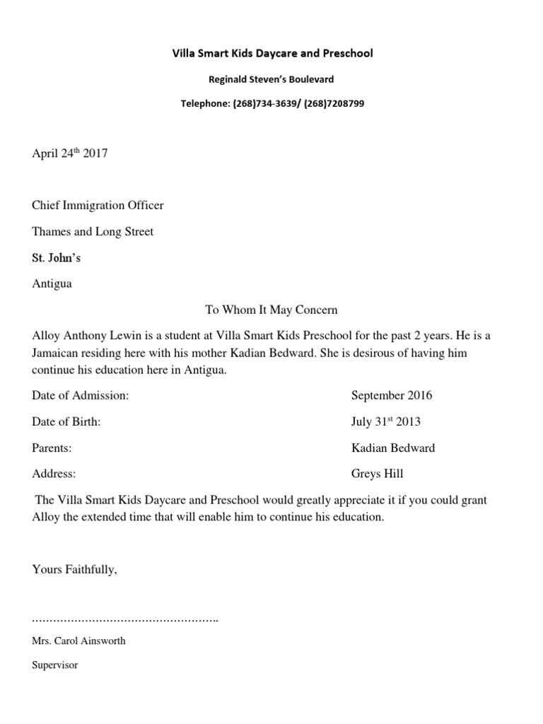 Early Childhood Letter | PDF