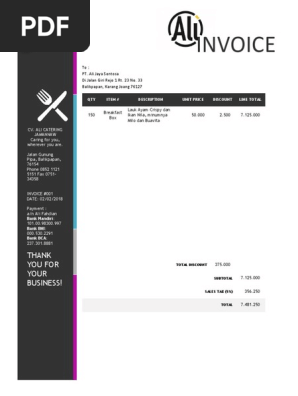 Invoice Catering Ali