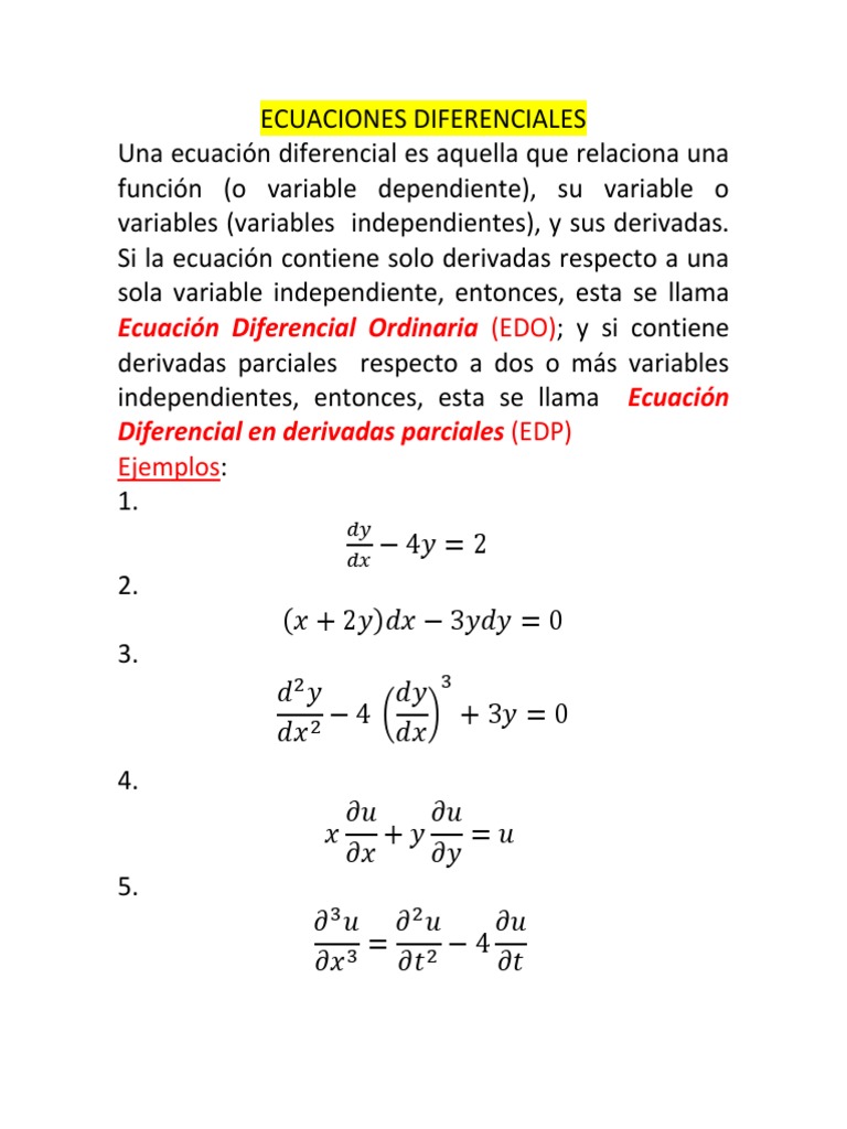 1ra Sesión Ecuaciones Diferenciales Ecuación diferencial