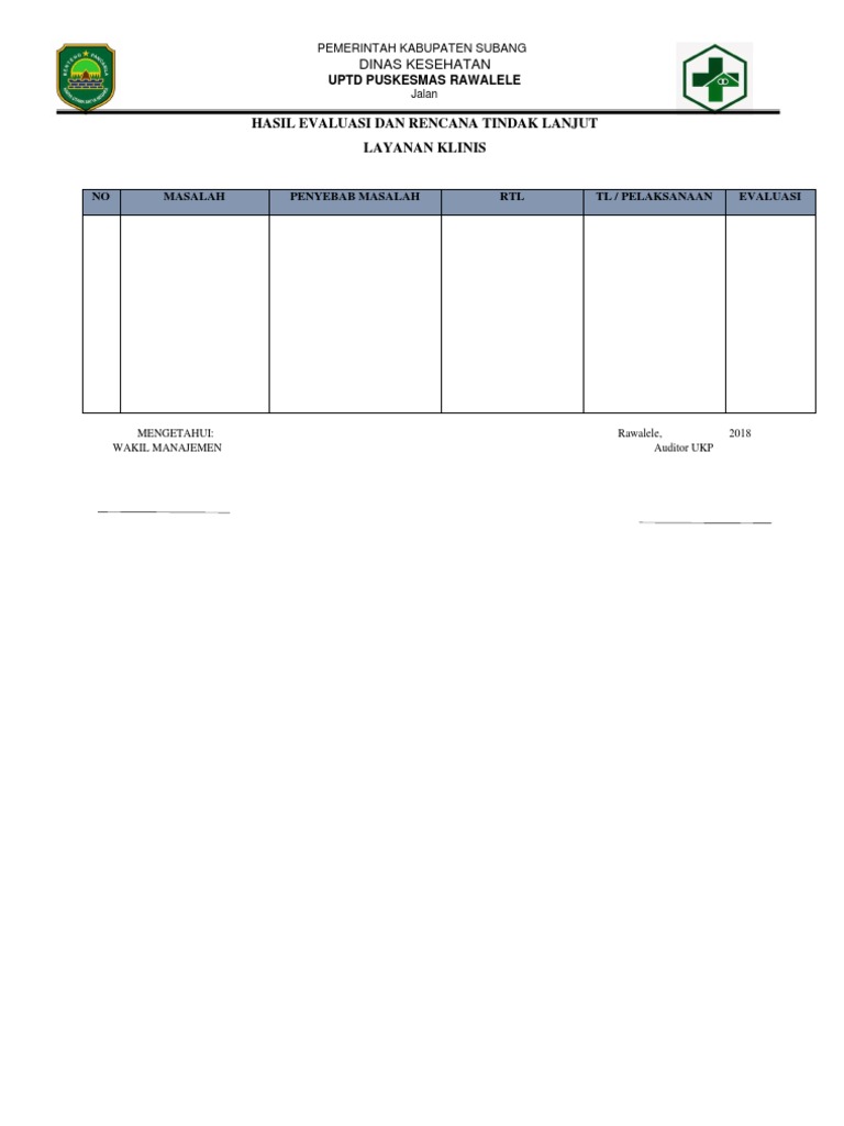 Lembar Hasil Evaluasi Dan Rencana Tindak Lanjut | PDF
