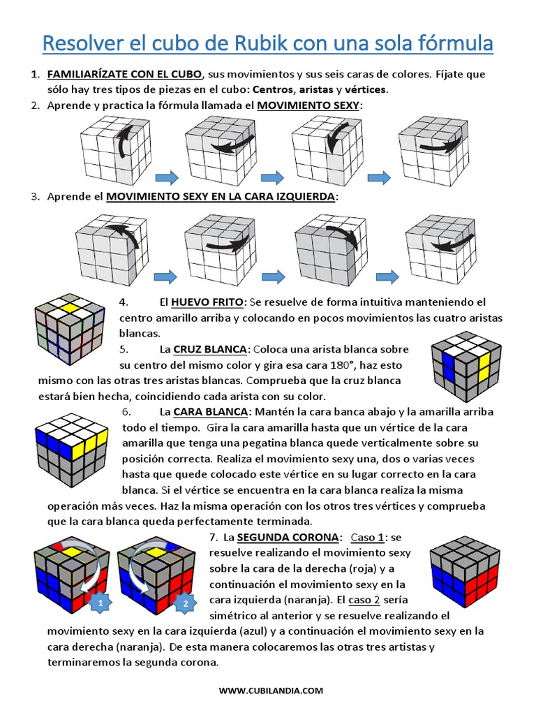 Resolver Cubo Rubik Pdf Resolver El Cubo de Rubik Con Una Sola Fórmula | PDF | Ocio | Enseñanza de  matemática