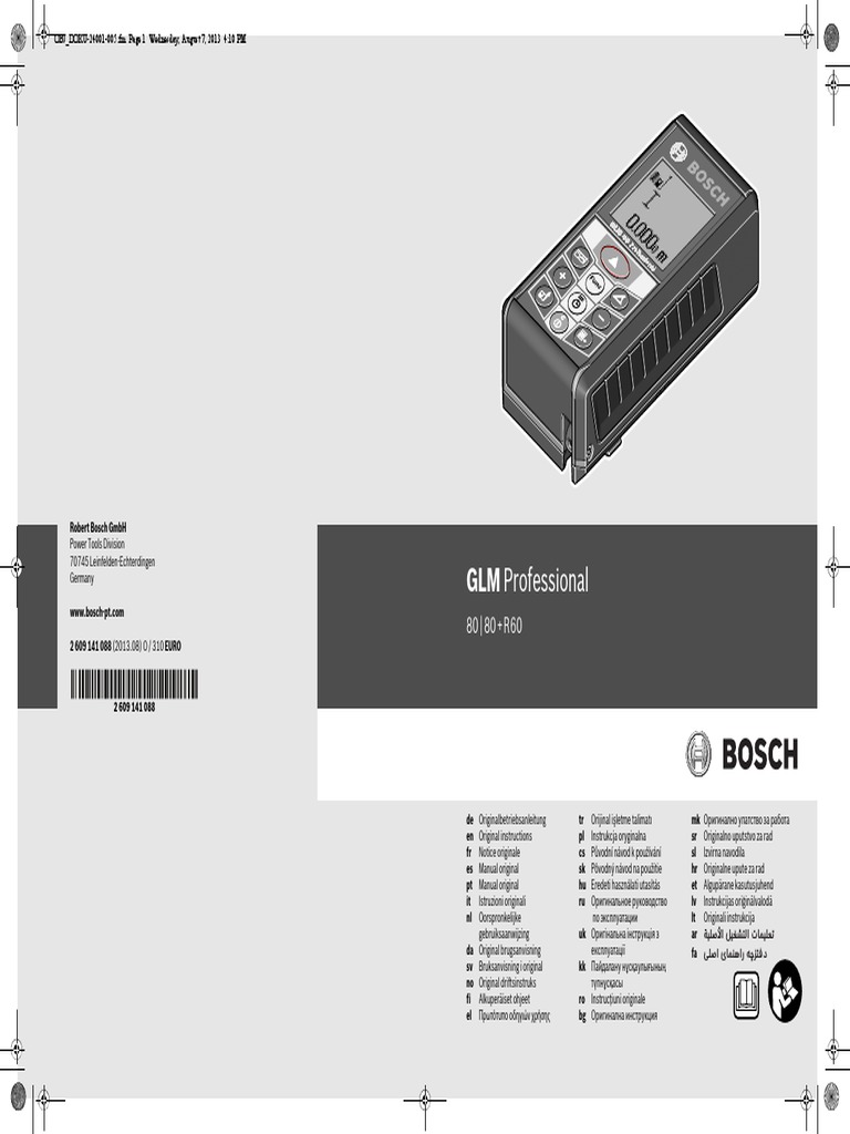 Bosch GLM 80 + R 60 Professional User Manual PDF | PDF.