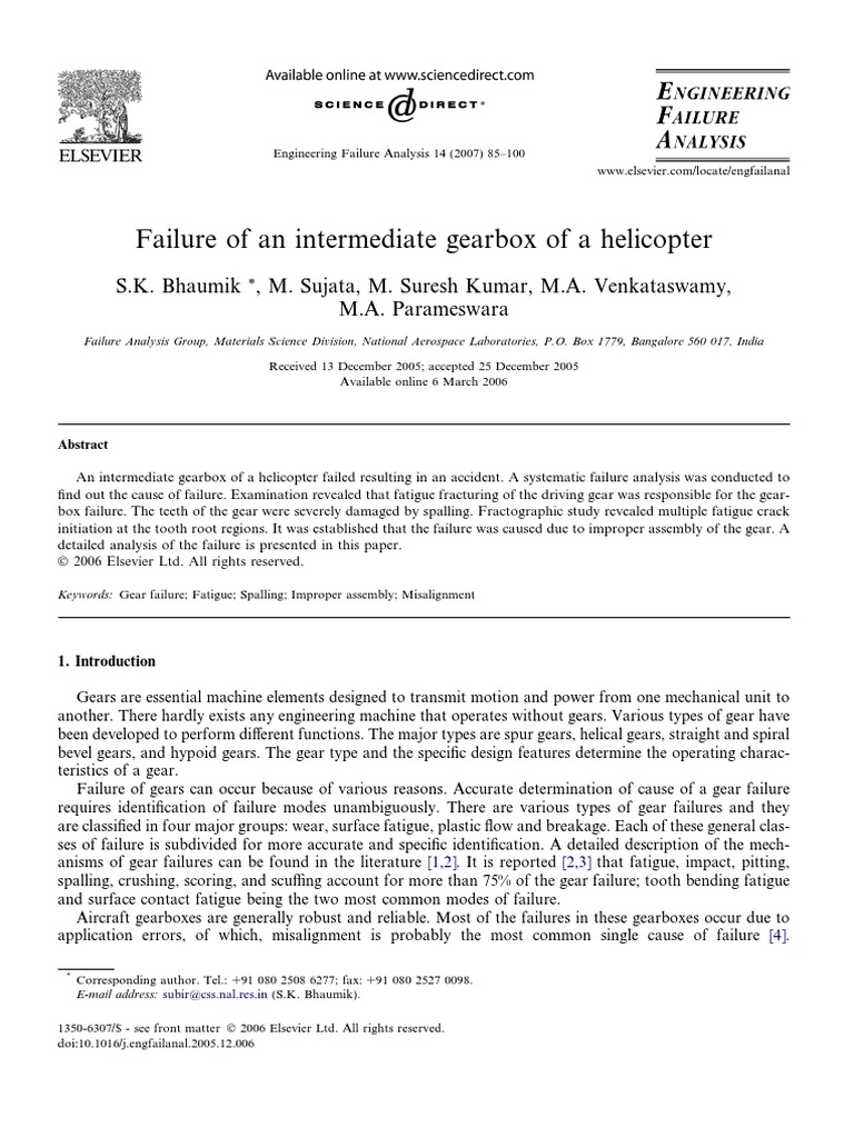 Failure of An Intermediate Gearbox of A Helicopter PDF Gear Fracture