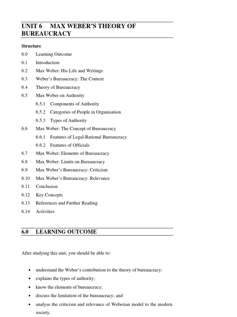 Max Weber's Theory of Bureaucracy | PDF | Max Weber | Bureaucracy