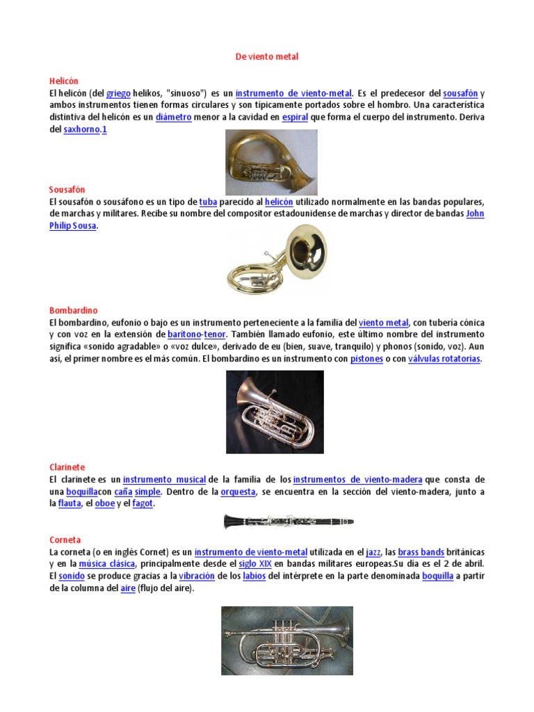 Nombres De Instrumentos De Metal Instrumentos De Cuerda
