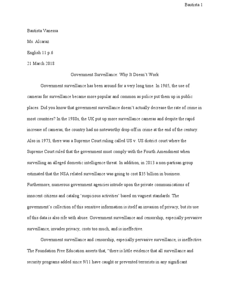 Government surveillance argumentative essay image