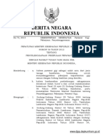 Peraturan Menteri Kesehatan Nomor 587 Tahun 2012 Tentang Penyelenggaraan Pekerjaan Perawat Gigi