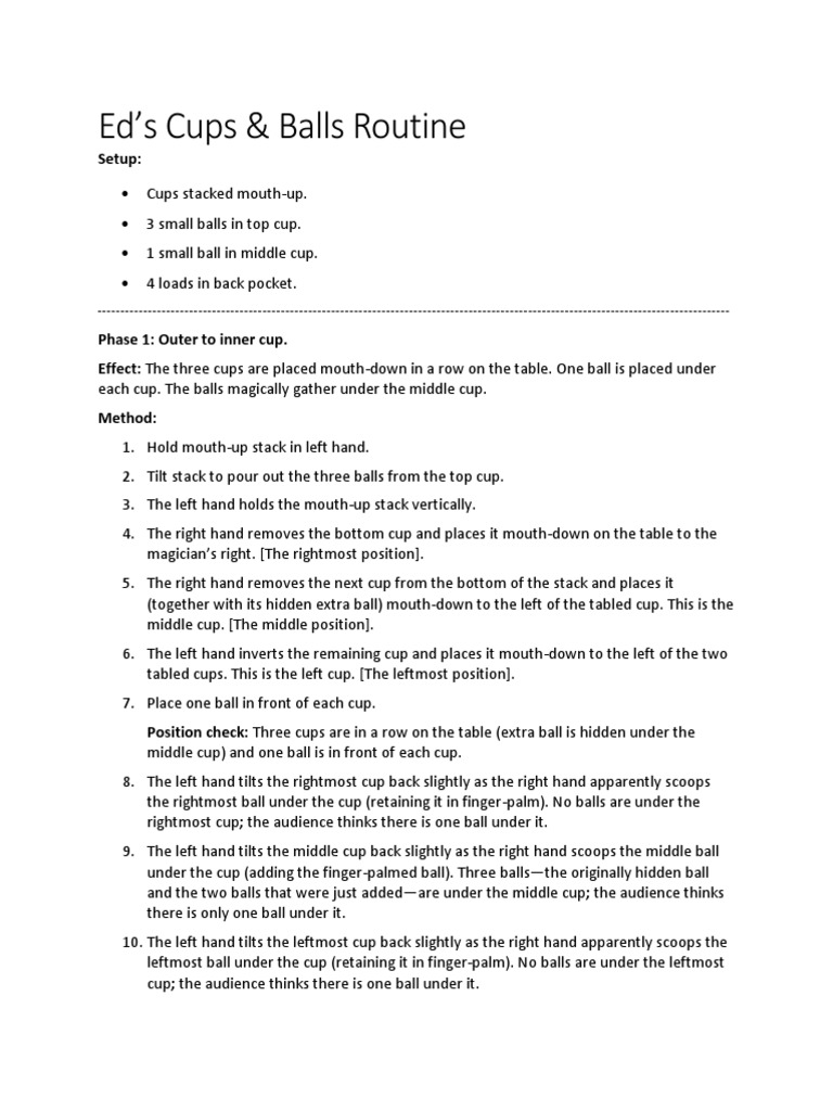 Ed's Cups & Balls Routine PDF Hand Leisure