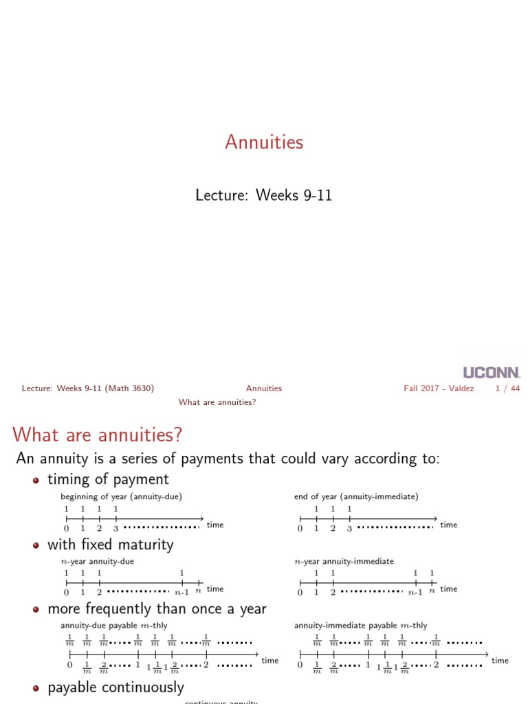 Annuities Uconn Pdf Present Value Actuarial Science