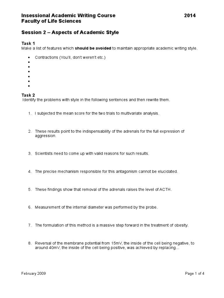 Academic Writing Style Guidelines | PDF | Aggression ...